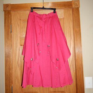 Vintage Western Collection Long Hot Pink Layered Concho Skirt Women's Size 10